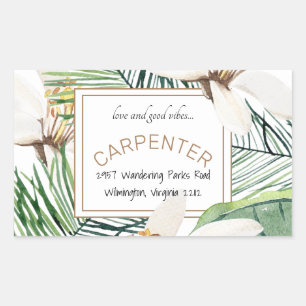 Tropical Love & Good Vibes Address Rectangular Sticker