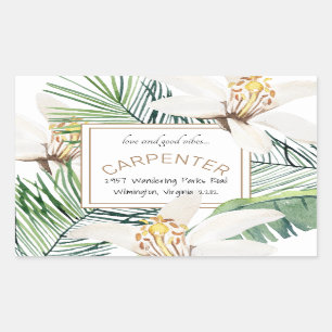 Tropical Love & Good Vibes Address Rectangular Sticker