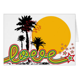 Tropical Love Palm Trees Silhouette Card