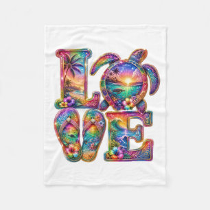 Tropical LOVE Sea Turtle Blanket