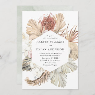 Tropical Love Watercolor Floral Wedding Invitation