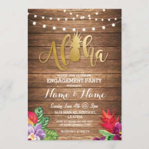 Tropical Luau Aloha Floral Engagement Party Invite