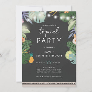 Tropical Luau Aloha Men's Birthday Invitation