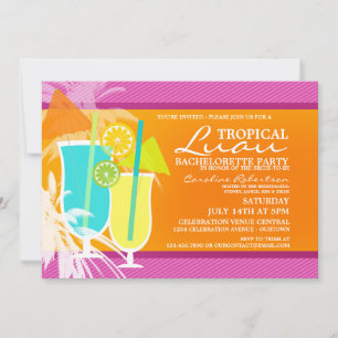 Tropical Luau Bachelorette Party Invitations