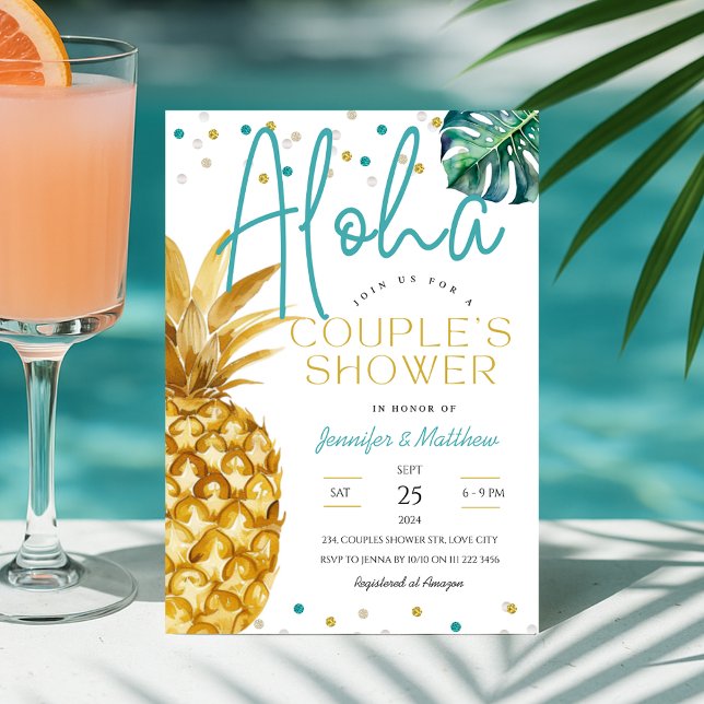 Tropical Luau Beach Aloha Summer Couples Shower  Invitation (Tropical Luau Beach Aloha Summer Couples Shower Invitation)