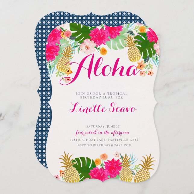 Tropical Luau Birthday Invitation (Front/Back)