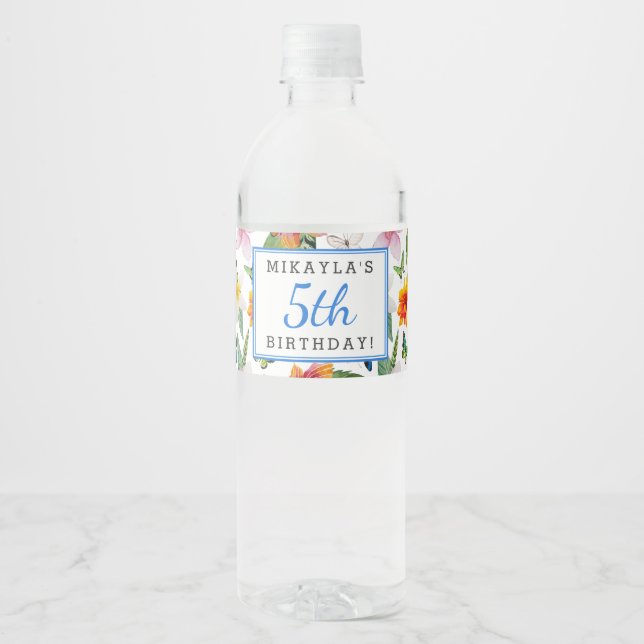Tropical Luau Birthday Water Bottle Labels (Front)