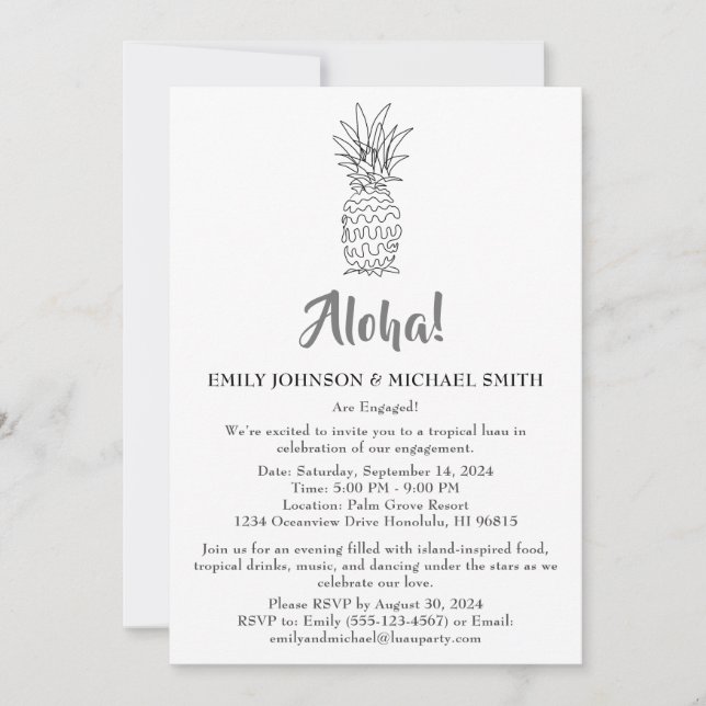 Tropical Luau Engagement Party Invitation (Front)