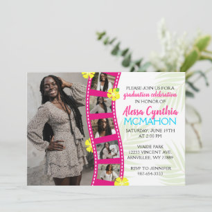 Tropical Luau Filmstrip 6 Photo Graduation Invitation