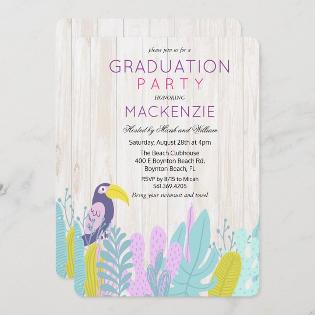 Tropical Luau Graduation Party Invitation (Front/Back)