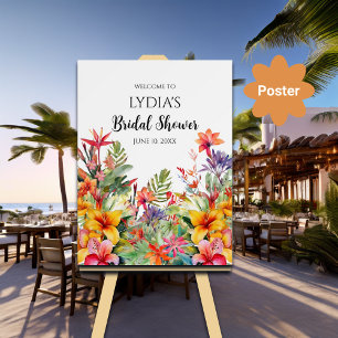 Tropical Luau Hawaiian Bridal Shower Welcome Poster