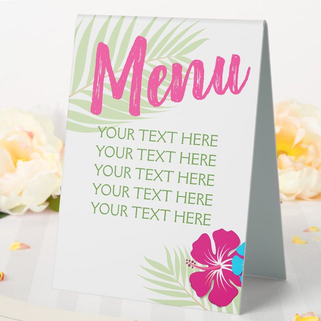 Tropical Luau Hawaiian Editable Party Menu (Editable Menu)