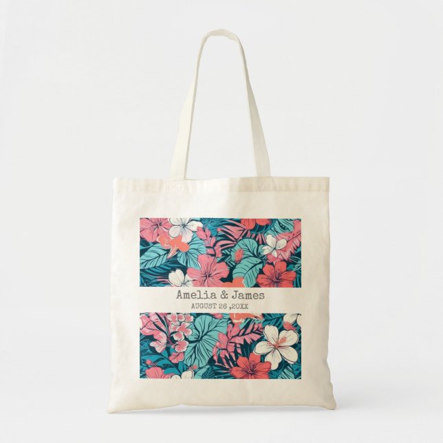 Tropical Luau Hawaiian Wedding Favours Tote Bag (Front)
