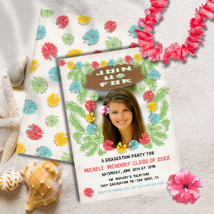 Tropical luau Hawiian Graduation Invitation