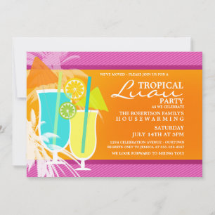 Tropical Luau Housewarming Party Invitations