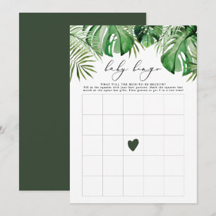 Tropical Luau Palm Bingo Baby Shower Game Card