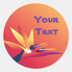 Tropical Luau Party Bird-of-Paradise Flower S Classic Round Sticker