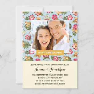 Tropical Luau Photo Anniversary Party Invitation