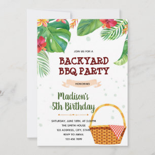 Tropical luau picnic theme invitation