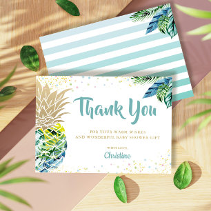 Tropical Luau Pineapple Baby Shower Thank you Card