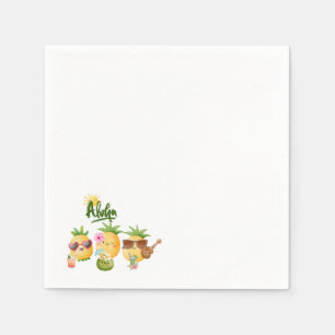 Tropical Luau Pineapple Beach Birthday Napkin
