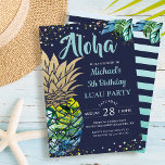 Tropical Luau Pineapple Beach Navy Blue Birthday Invitation<br><div class="desc">Tropical Luau Pineapple Beach Navy Blue Birthday Invitation</div>