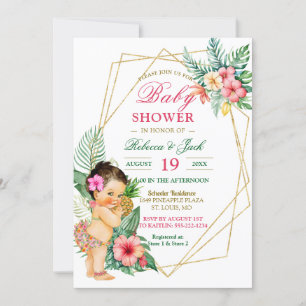 Tropical Luau Pineapple Girl Baby Shower Invitation
