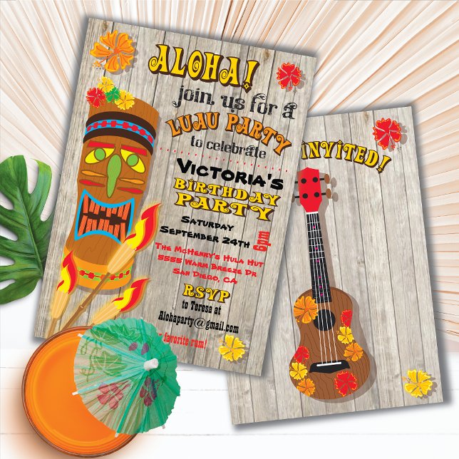 Tropical Luau Tiki Party Invitations (Creator Uploaded)