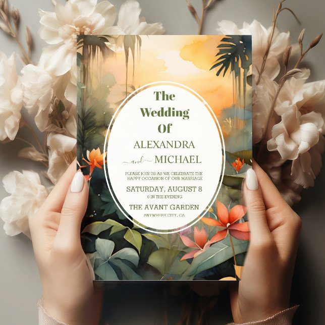 Tropical Lush Blush Floral Modern Wedding Invitation (Creator Uploaded)