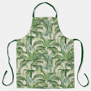 Tropical Lush Foliage Palm Leaves Pattern Apron