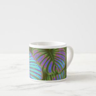 Tropical Lush Magenta Leaves Espresso Mug