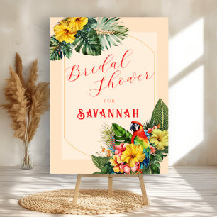Tropical Macaw Floral Bridal Shower Acrylic Sign