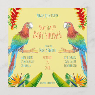 Tropical Macaw Parrot Baby Shower Invitation