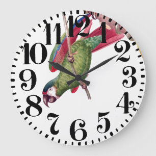 Tropical Macaw Parrot Bird Big Number Wall Clock