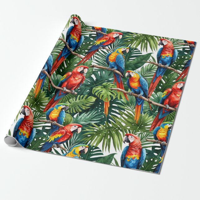 tropical macaw parrot bird gift Wrapping Paper (Unrolled)