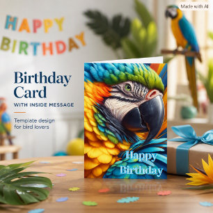 Tropical Macaw Parrot Happy Birthday Wildlife Card