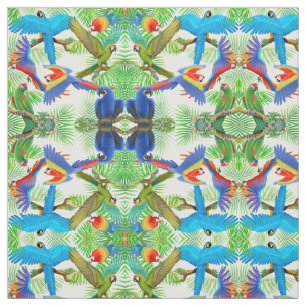 Tropical Macaw Parrot Jungle Fabric