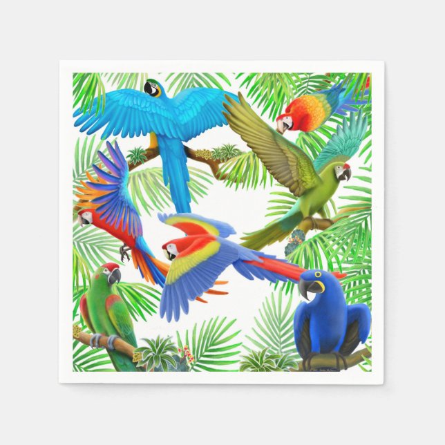 Tropical Macaw Parrot Jungle Napkins (Front)
