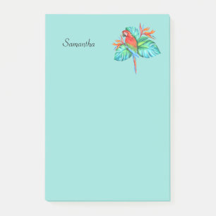 Tropical Macaw Parrot Personalised 4x6 Post-it Notes