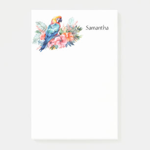 Tropical Macaw Parrot Personalised 4x6 Post-it Notes