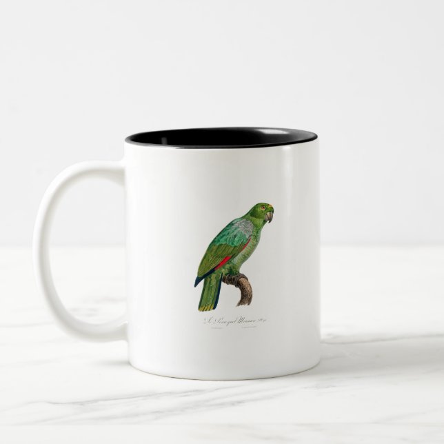 tropical macaw parrot Two-Tone coffee mug (Left)