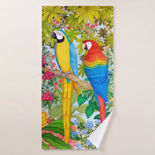 Tropical Macaw Parrots Bath Towel Set (Bath Towel)