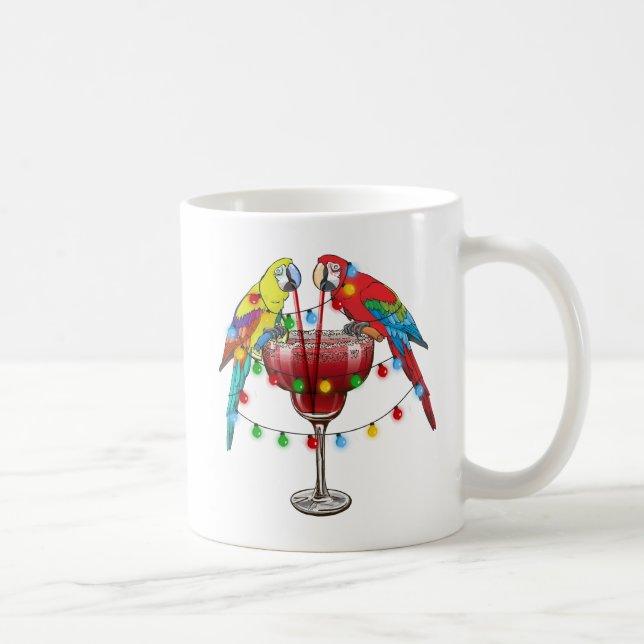 Tropical Macaws Drinking Wine Coffee Mug (Right)