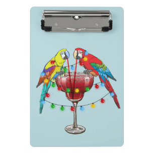 Tropical Macaws Drinking Wine Mini Clipboard