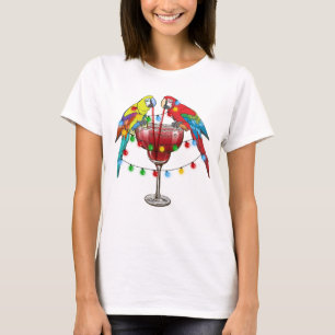 Tropical Macaws Drinking Wine T-Shirt