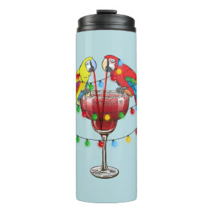 Tropical Macaws Drinking Wine Thermal Tumbler