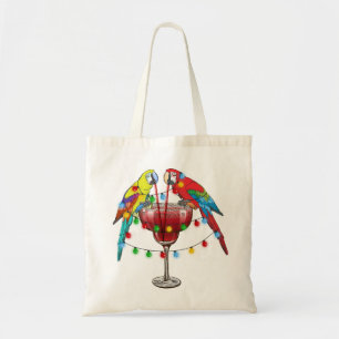 Tropical Macaws Drinking Wine Tote Bag