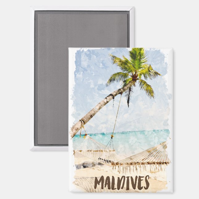 Tropical Maldives Beach View  Scenery Magnet (Front/Back)
