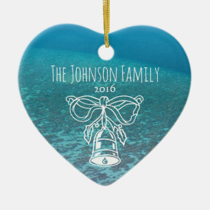 Tropical Maldives Blue Ocean Custom Family Photo Ceramic Tree Decoration