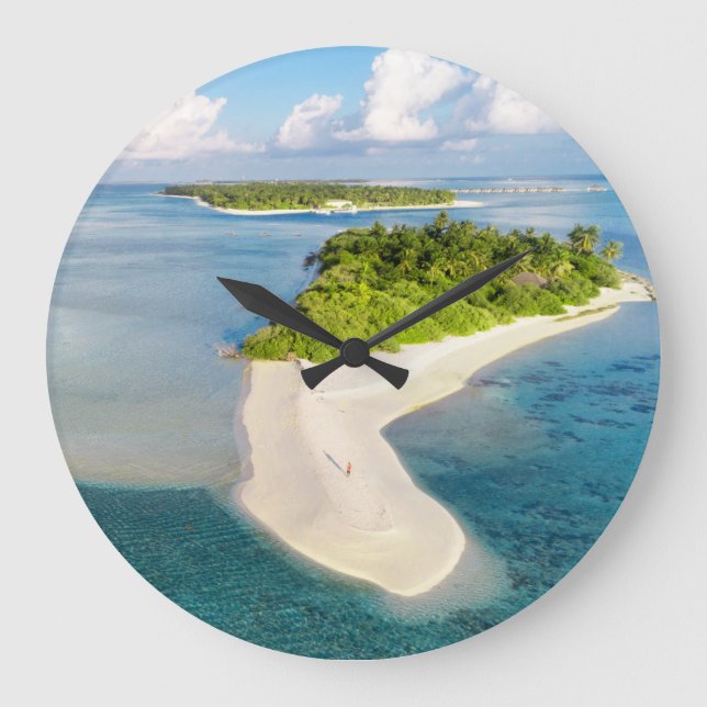 Tropical Maldives Exotic Island Paradise Large Clock (Front)